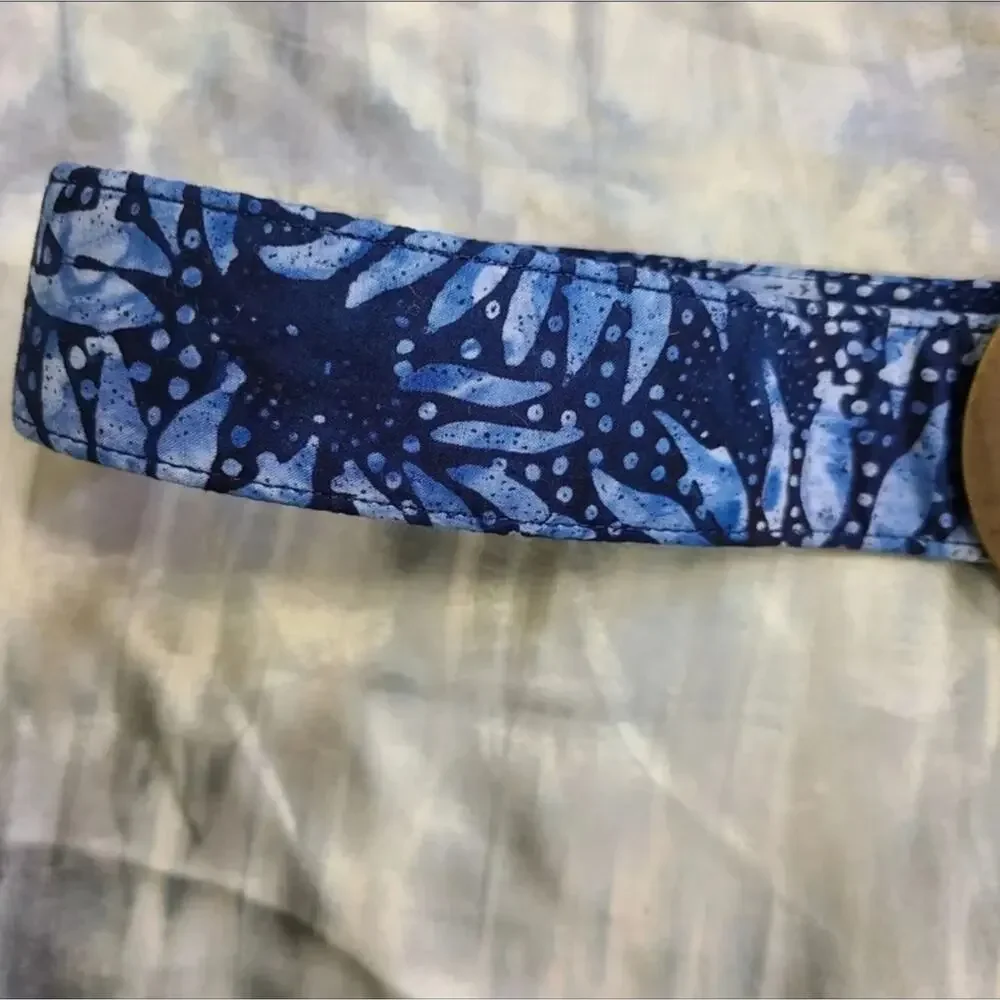 BELT Margot fashion handmade blue tropical print statement belt